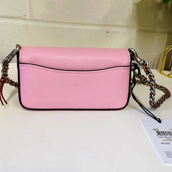 COACH 86832 DINKIER WITH COLORBLOCK COACH LINK IN PETAL/LIGHT ANTIQUE NICKEL - Picture 5 of 9